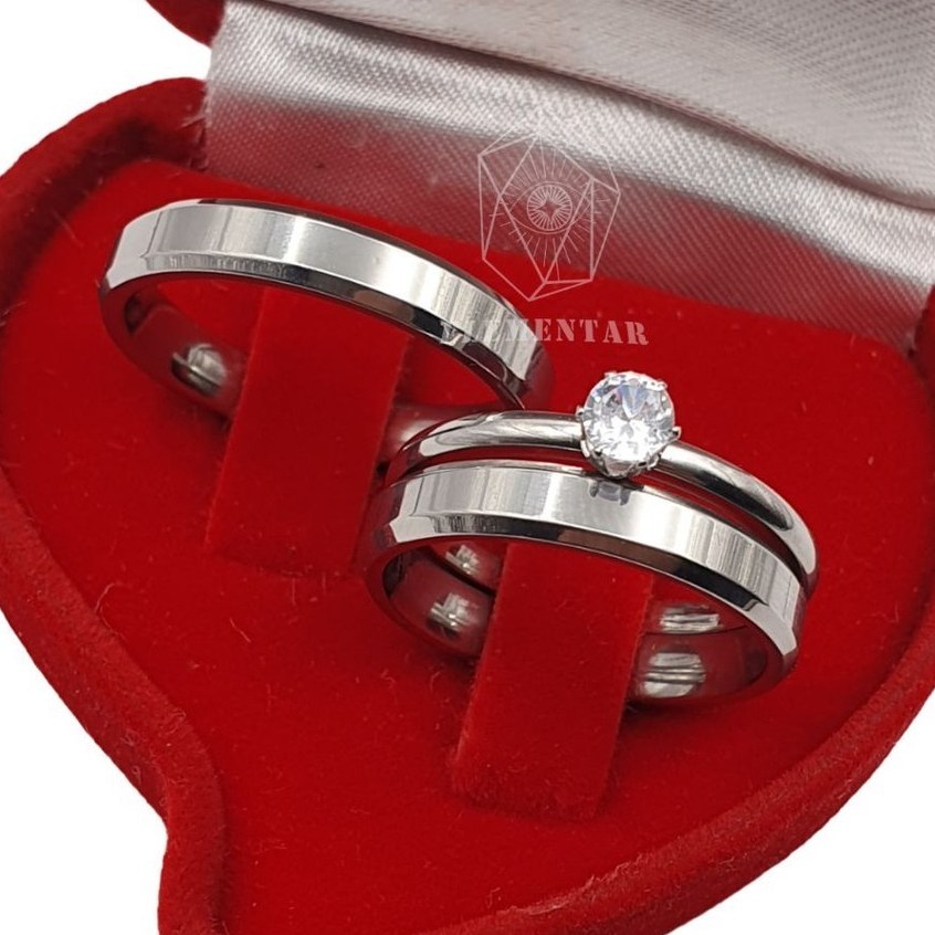 Par de Alianças Namoro Compromisso Chanfrada Fina 4mm + Solitário Aço inox 316L em Oferta na Shopee