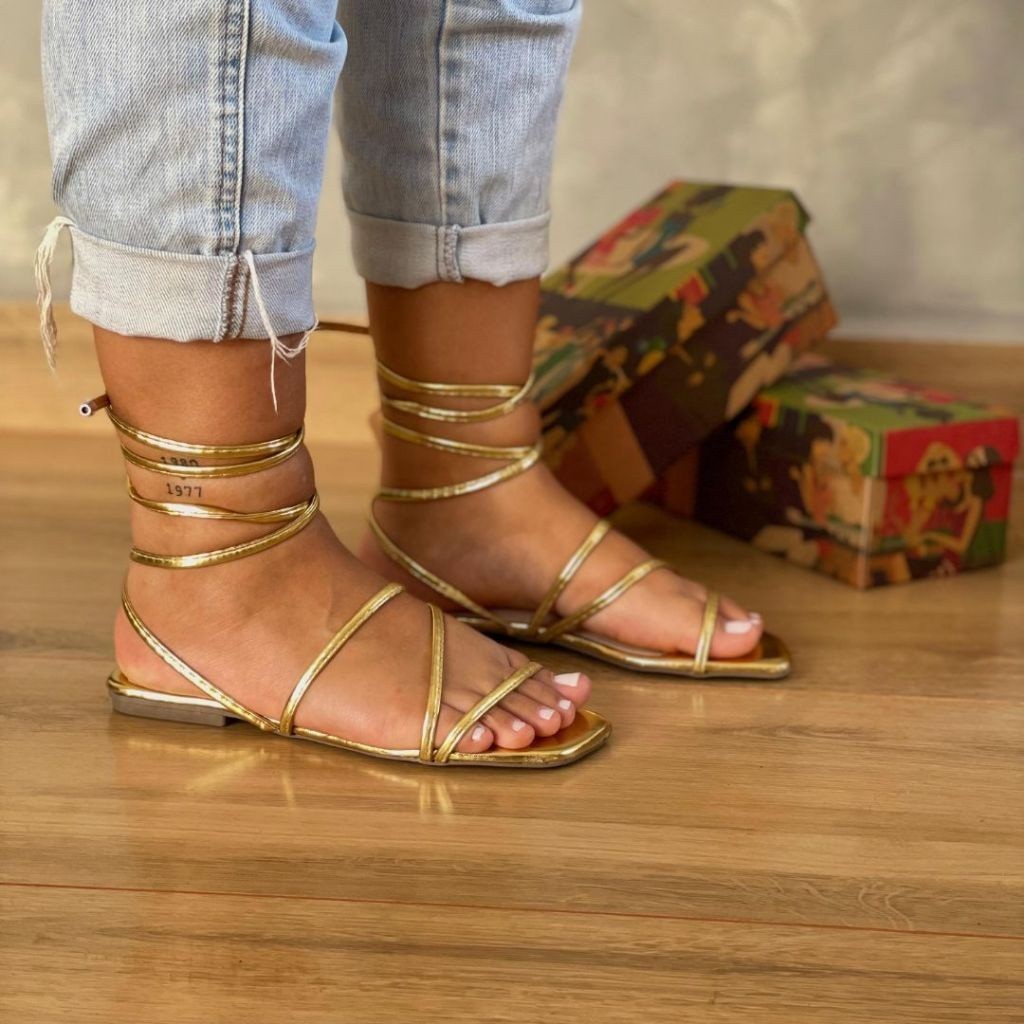Sandália Gladiadora Rasteirinha com Amarração em Z em Oferta na Shopee