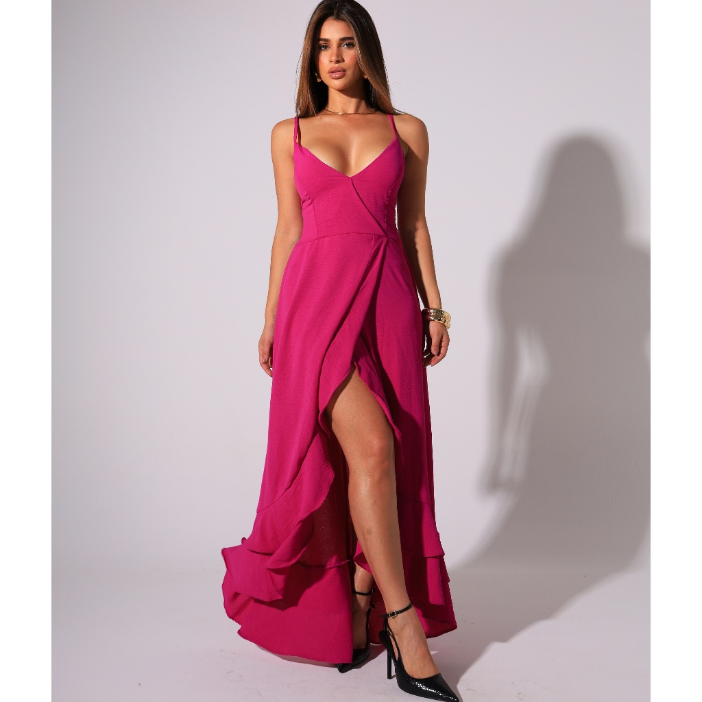 Vestido Feminino Longo Olivia em Oferta na Shopee