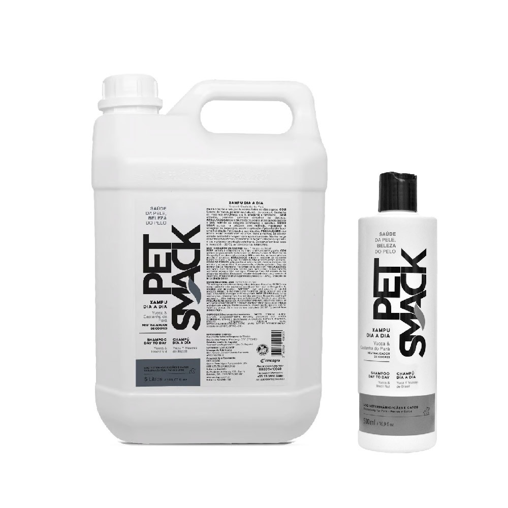 Kit Shampoo Pet Smack Dia a Dia 5L Centagro + Shampoo Pet Smack Dia a Dia 500ml Centagro em Oferta na Shopee