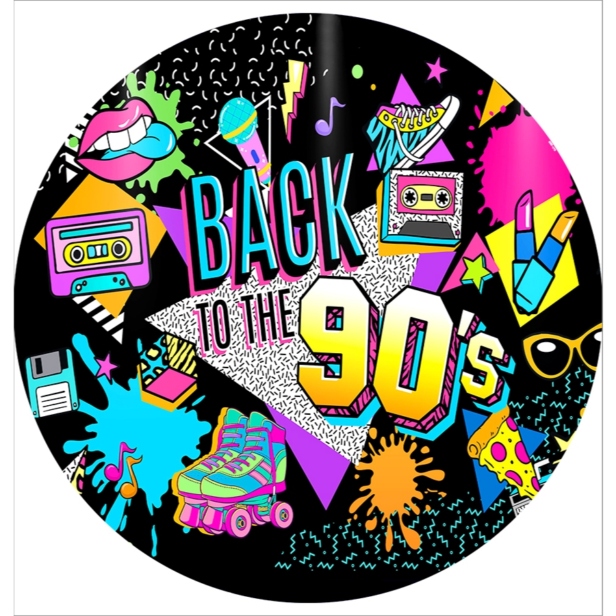 Painel Redondo Festa Sublimado Em Tecido Anos 90 flash Back SRD-191 em Oferta na Shopee