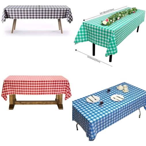 Toalha Plástico de Mesa Xadrez Quadriculada 2,74m x 1,37m Plástico Para Decoração Junina