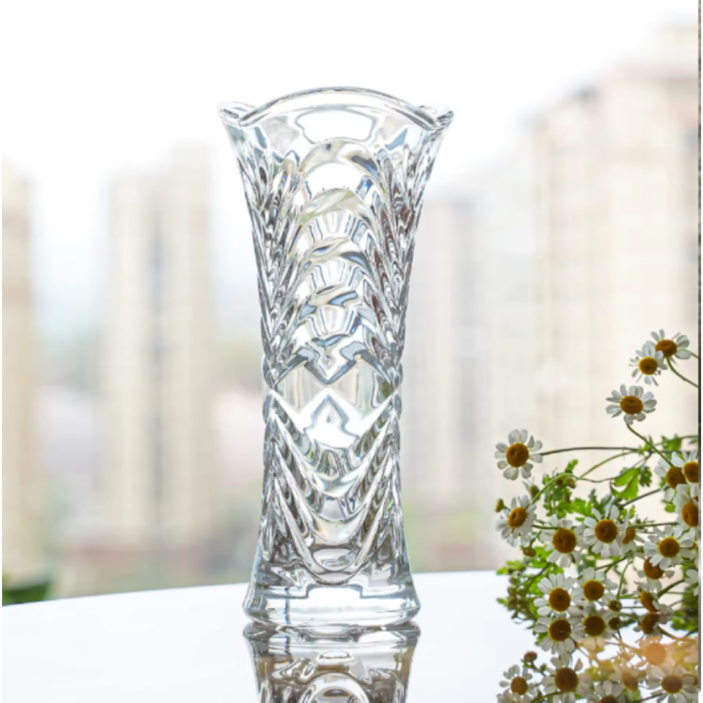 Kit 5  Vaso Decorativo Lyor 18cm em Vidro Lapidado Elegante Resistente Sortido