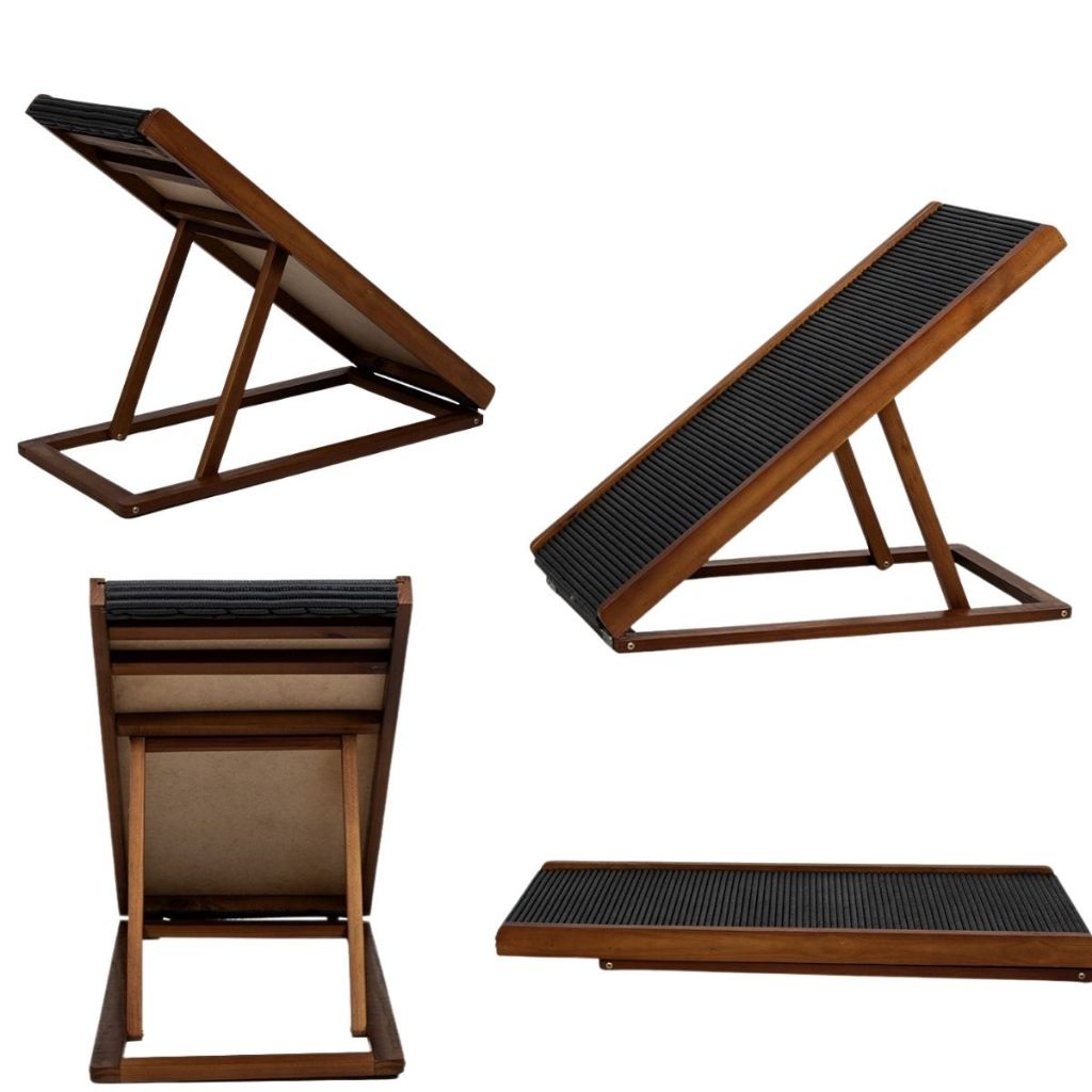 Rampa Pet para Cama e Sofá Antiderrapante Cães Gatos Ajustável Madeira de Pinus Regulável Cachorros