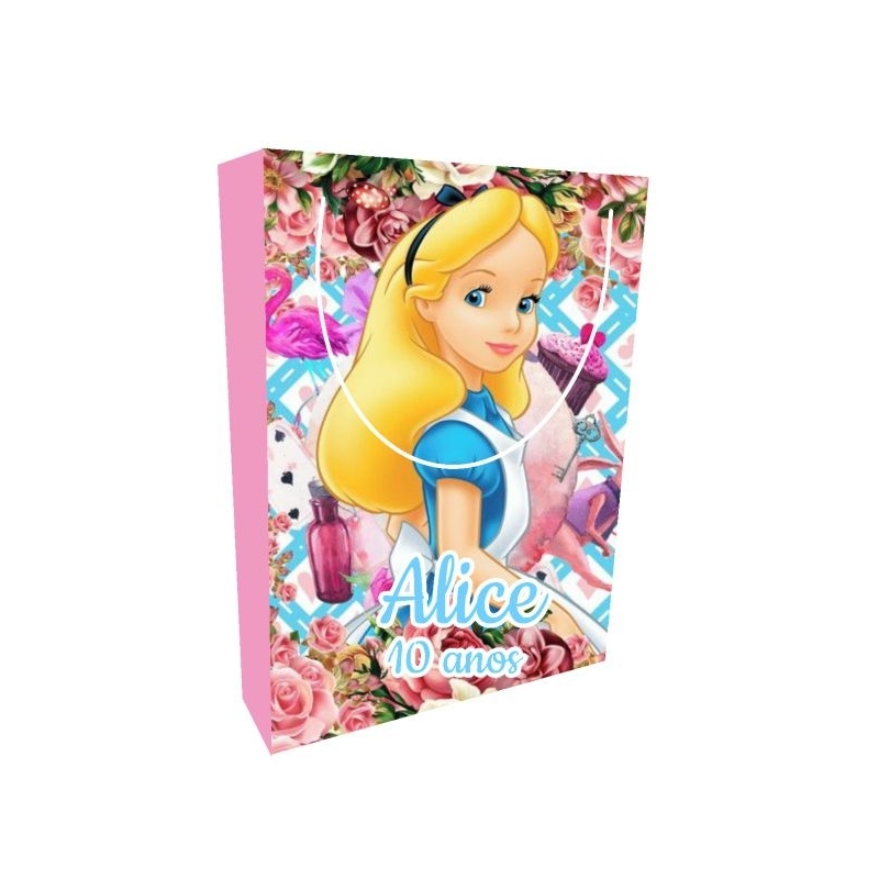 Sacolinha personalizada Alice no país das maravilhas - lembrancinha de aniversário