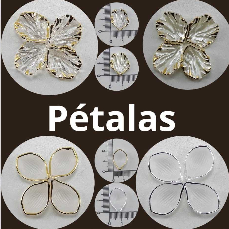 Pétala com friso dourado/prateado, 40 unidades, ideal para brinco, colares. em Oferta na Shopee