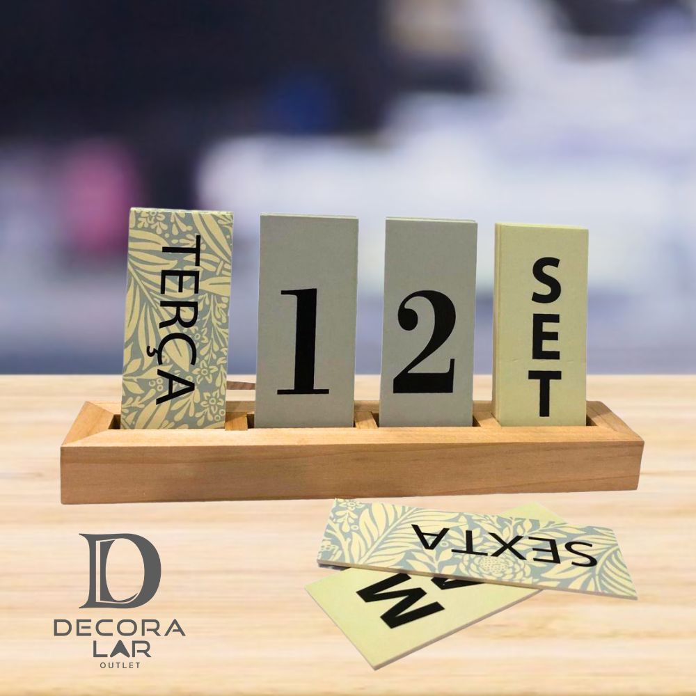 Calendário de Mesa Decorativo com Plaquinhas para Mesa Escritório Decoração Casa