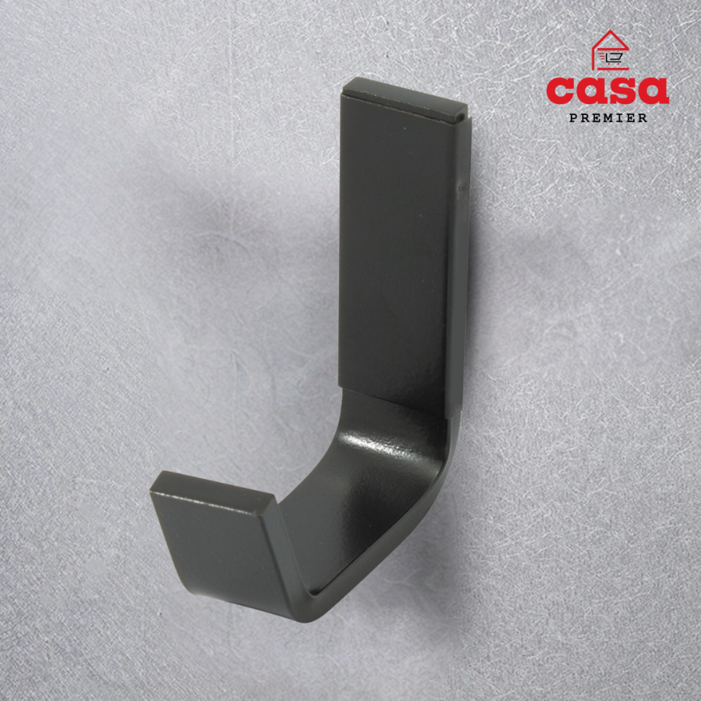 Suporte Cabide Fixação Gancho Porta Toalha Preto Fosco Banheiro Em Metal Luxo
