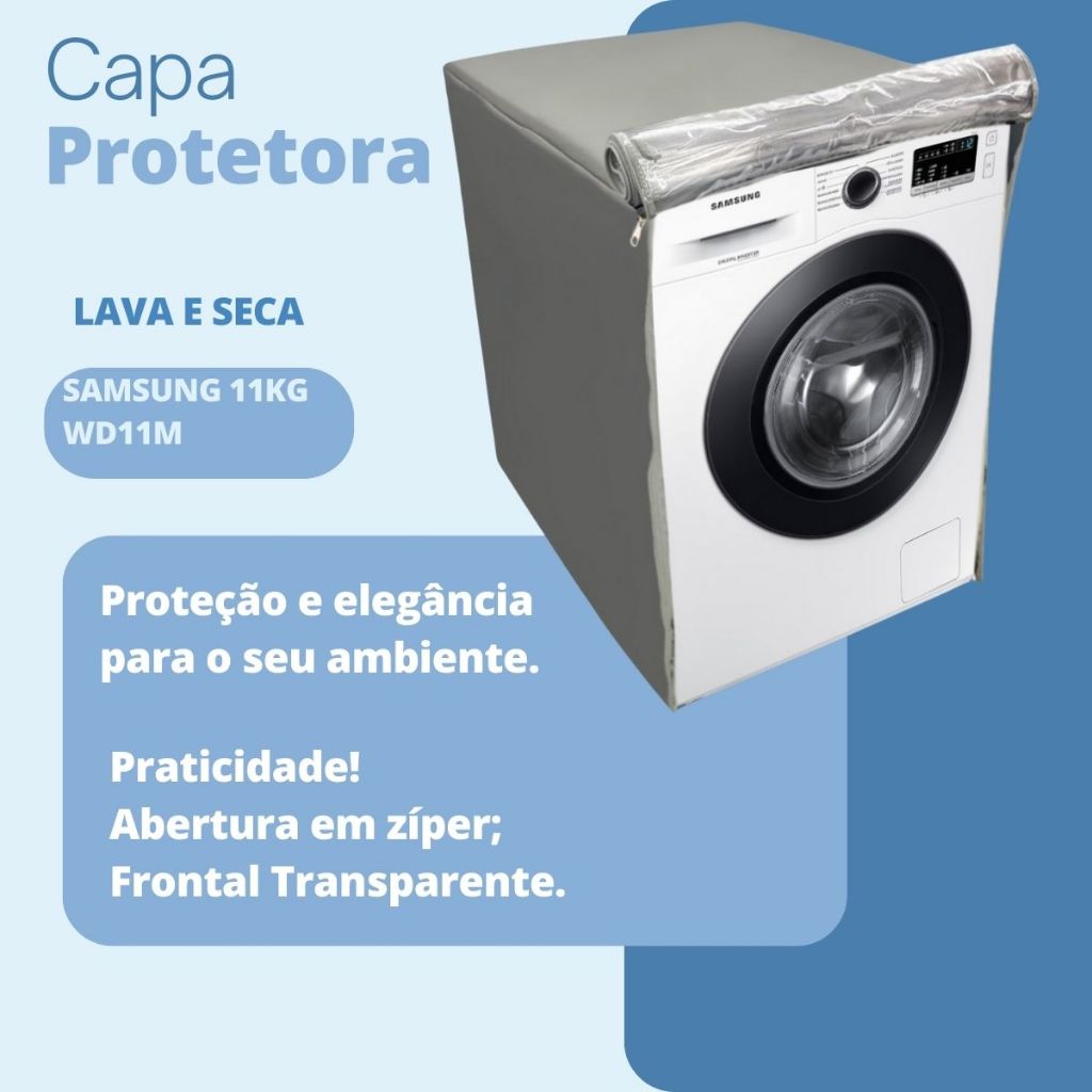 CAPA PARA LAVA E SECA SAMSUNG 11KG WD11M TRANSPARENTE