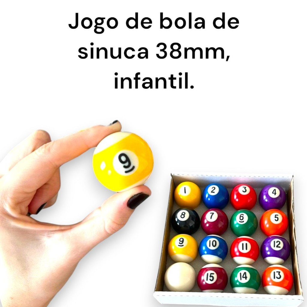 Jogo De Bilhar Sinuca 38mm Snooker Infantil kids jogo completo