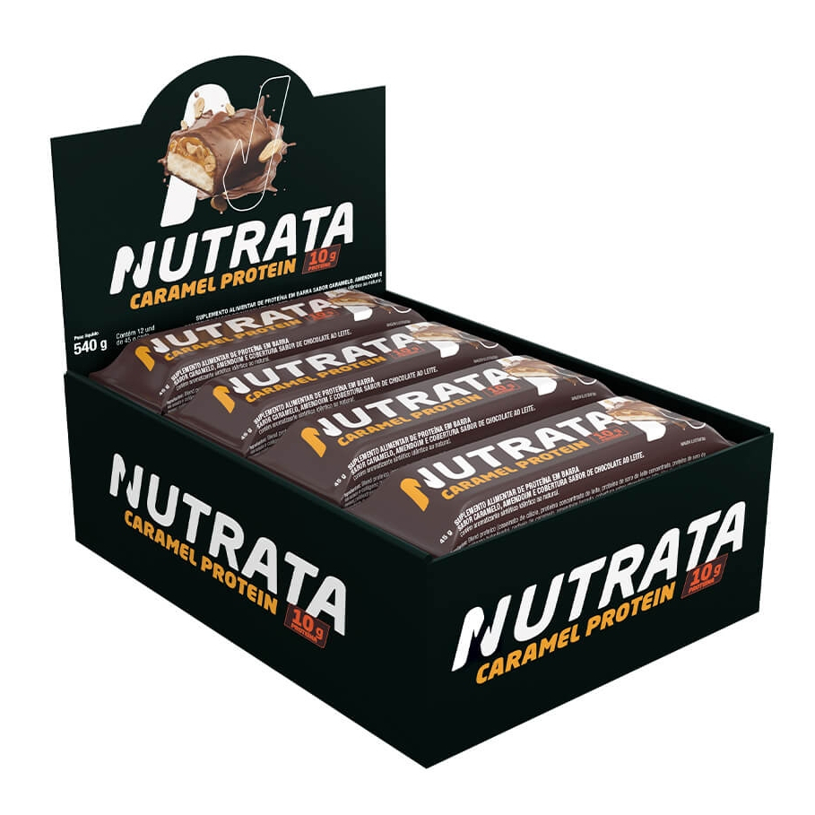 Barra de Proteína Caramel Protein - Caixa com 12 Unidades de 45g cada - Nutrata - Food & Beverages