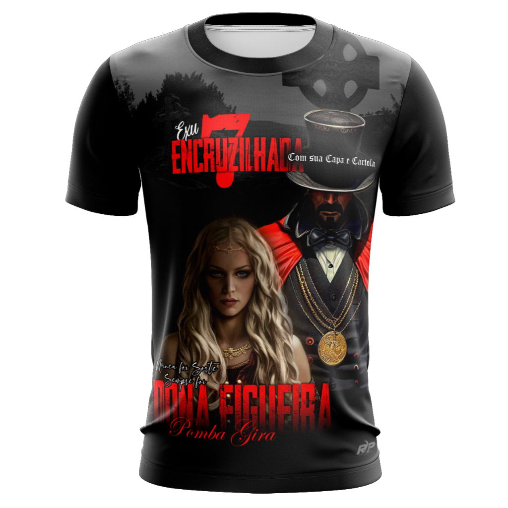 RP Styllus camiseta manga curta Exu sete encruzilhada e pomba gira dona figueira camiseta Dryfit