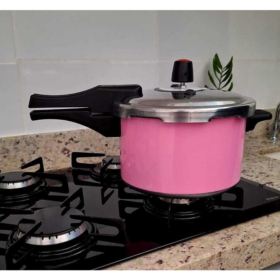Panela de Pressão Fechamento Externo Color 5Lts Rosa NEON Lançamento
