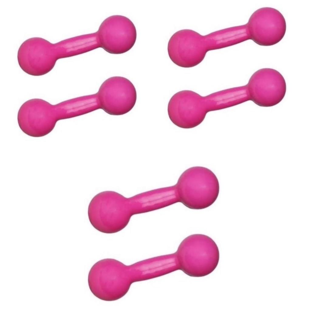 Kit Musculação 3 Halteres Par 1kg + Par 2kg + Par 3kg Emborrachados Rosa Treino em Casa