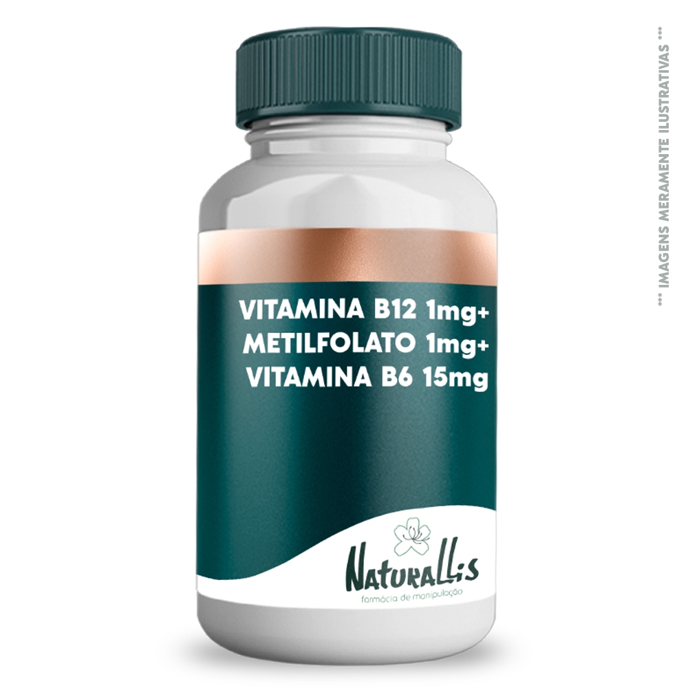 Vitamina B12 1mg + Metilfolato 1mg + Vitamina B6 15mg - 180 pastilhas sublingual