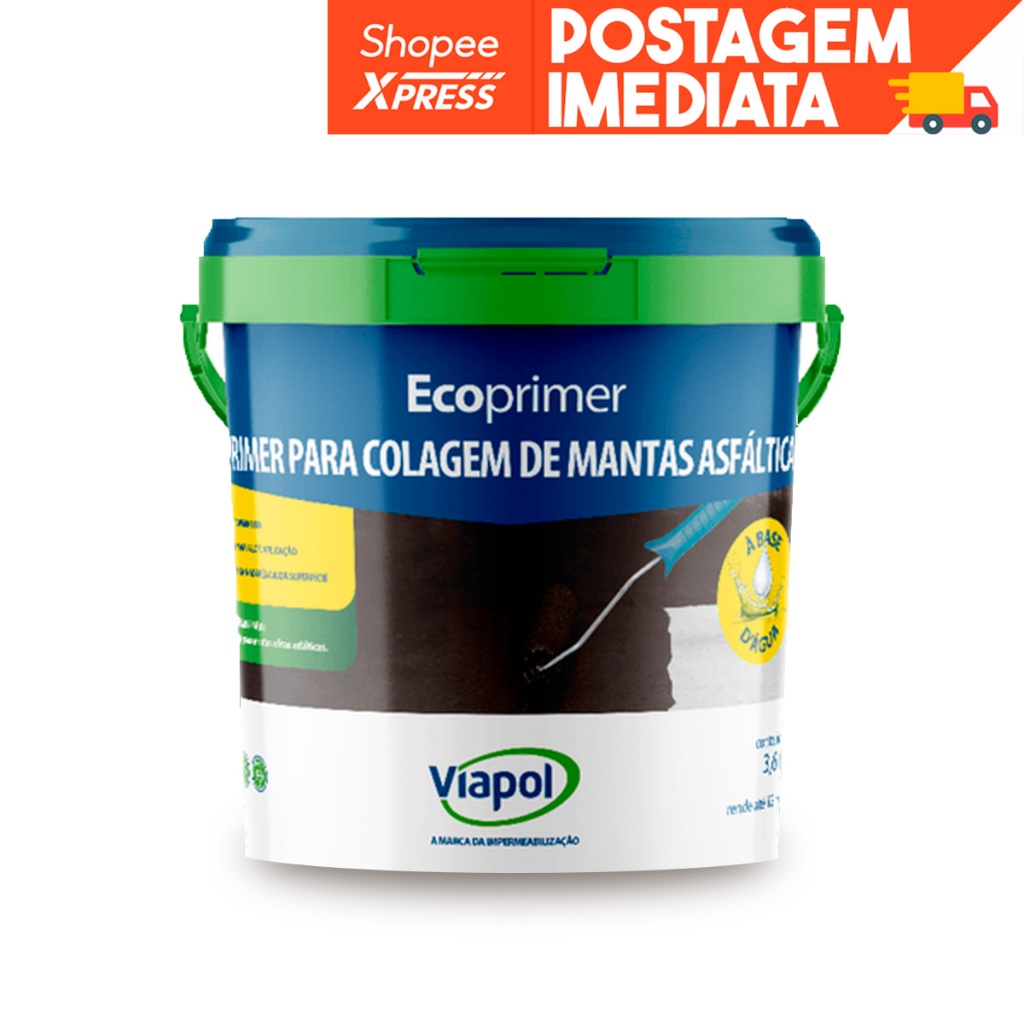 Primer Viapol Ecoprimer Para Manta Asfáltica Galão 3,6 Litros