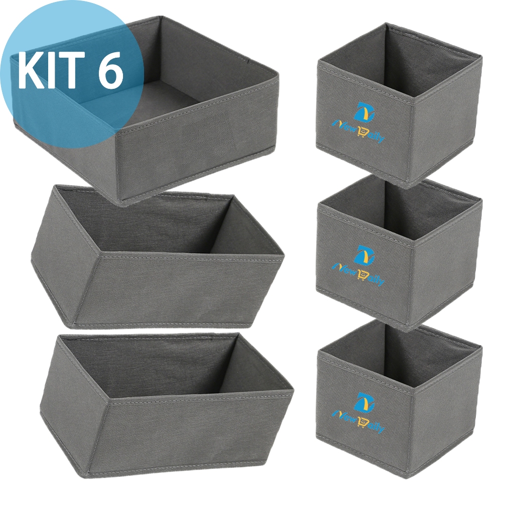 Kit 6 Caixa Mutiuso Organizadora Colors Dobravel TNT para armarios, guarda roupas ND-03/ND-04/ND-05