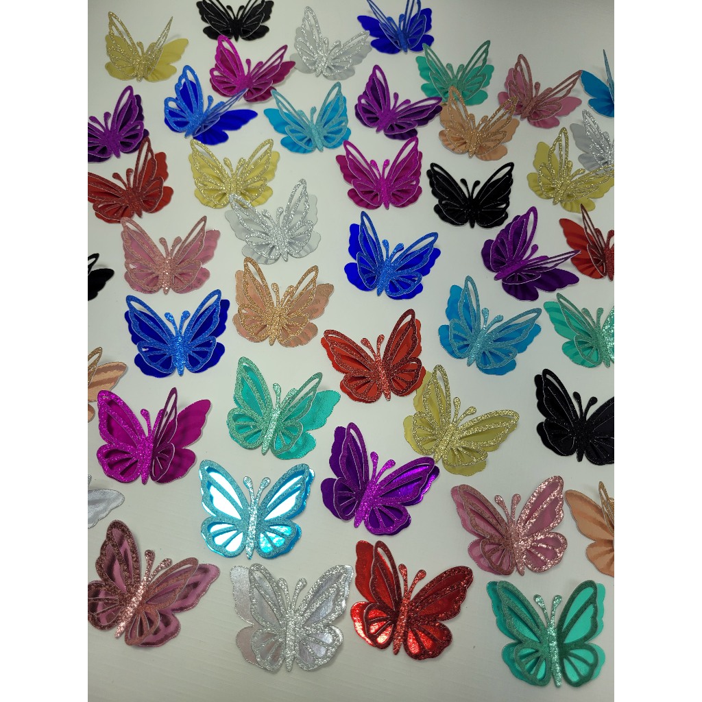 Borboletas de papel com glitter - 10 unidades - Modelo 01 em Oferta na Shopee