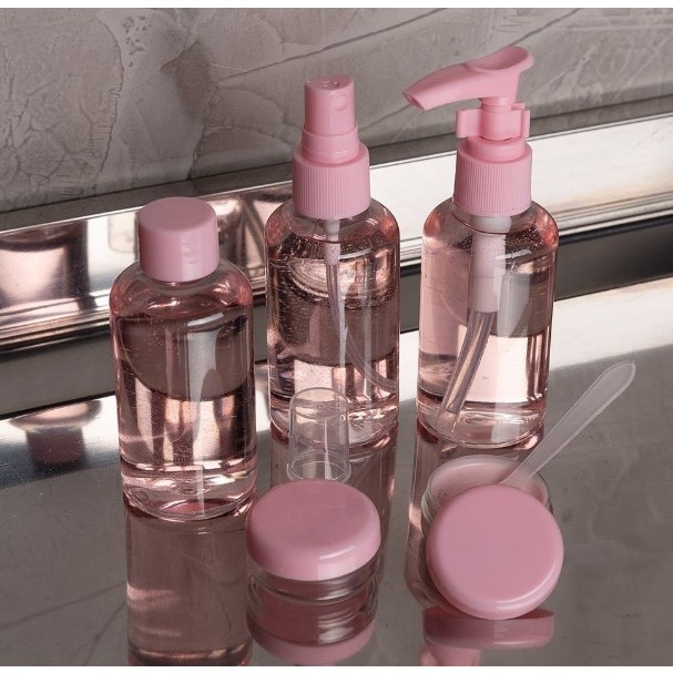 Kit 3 ou 2 ou1 unidades de Kit Viagem com 6 Potes e 1 paleta E Necessaire Ziplock Para Cuidado Pessoal