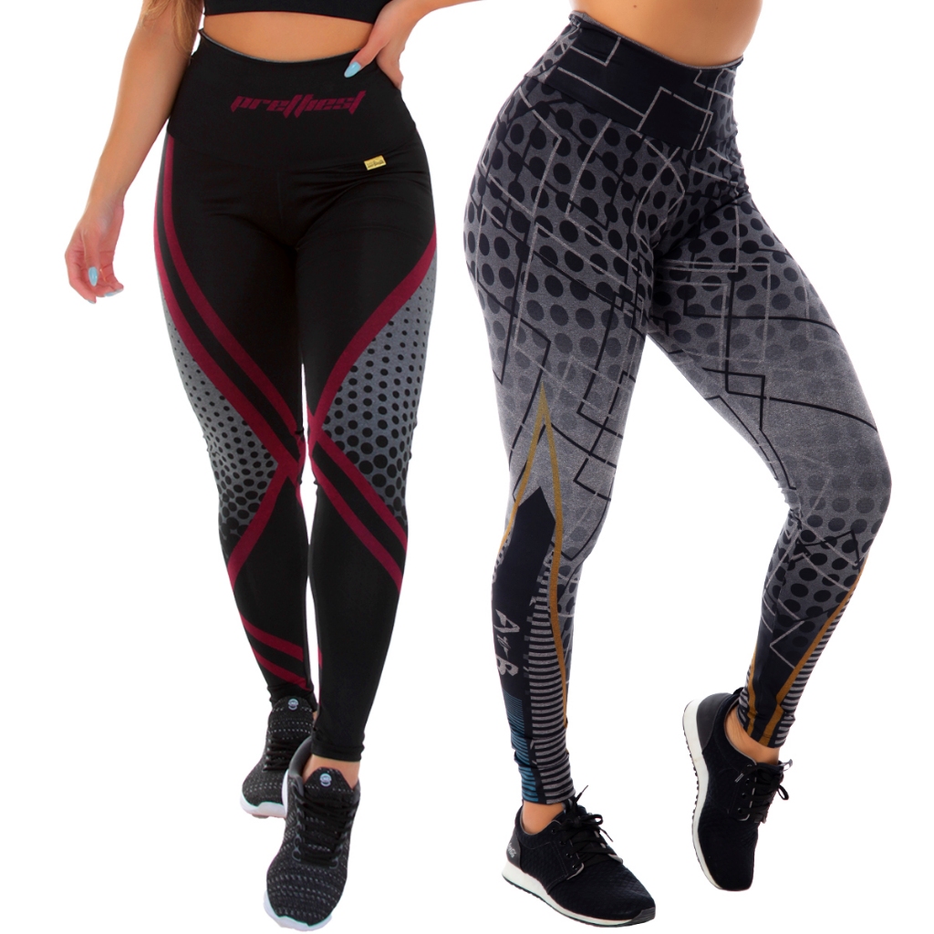 Kit 2 Leggings Mescla Printed Zero Transparência Moda Feminina em Oferta na Shopee