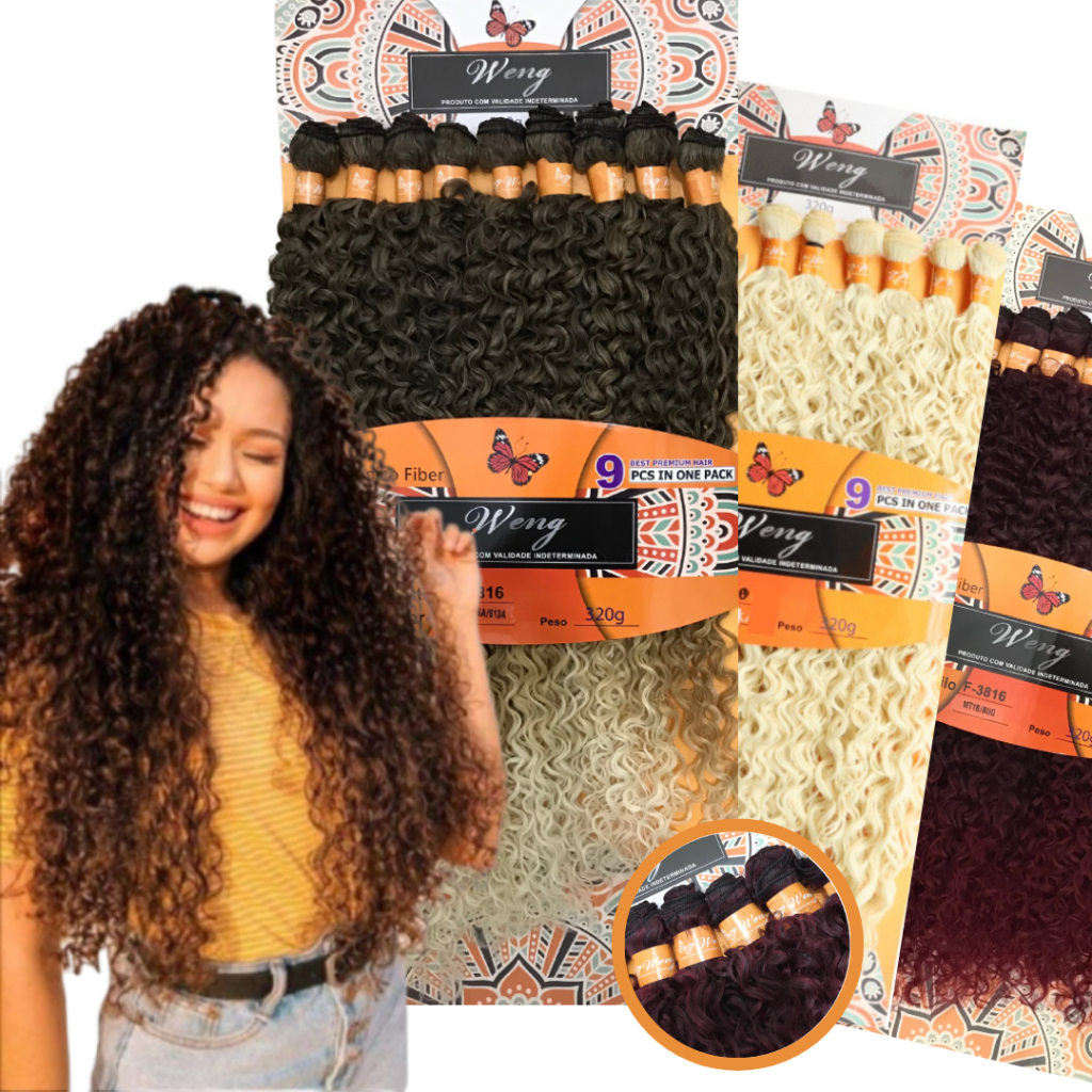 Cabelo Orgânico Na Tela Para Mega Hair Weng 9 Telas 80cm em Oferta na Shopee