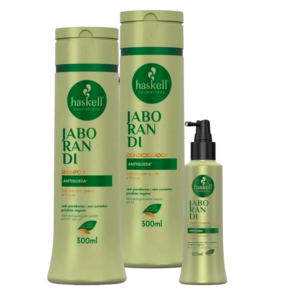 Kit Haskell JABORANDI  Shampoo + Condicionador  300ml + TONICO 120 ML