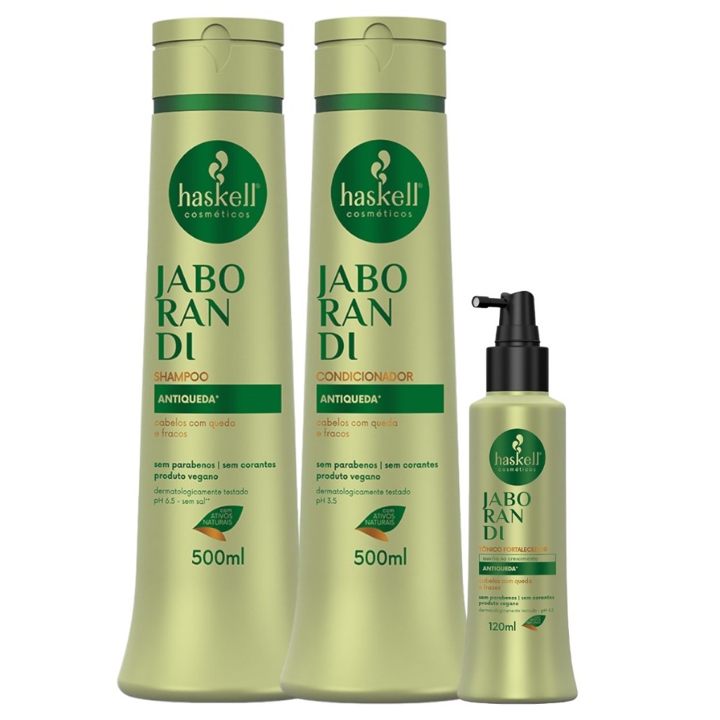 Kit Haskell JABORANDI  Shampoo + Condicionador  500ml + TONICO 120 ML
