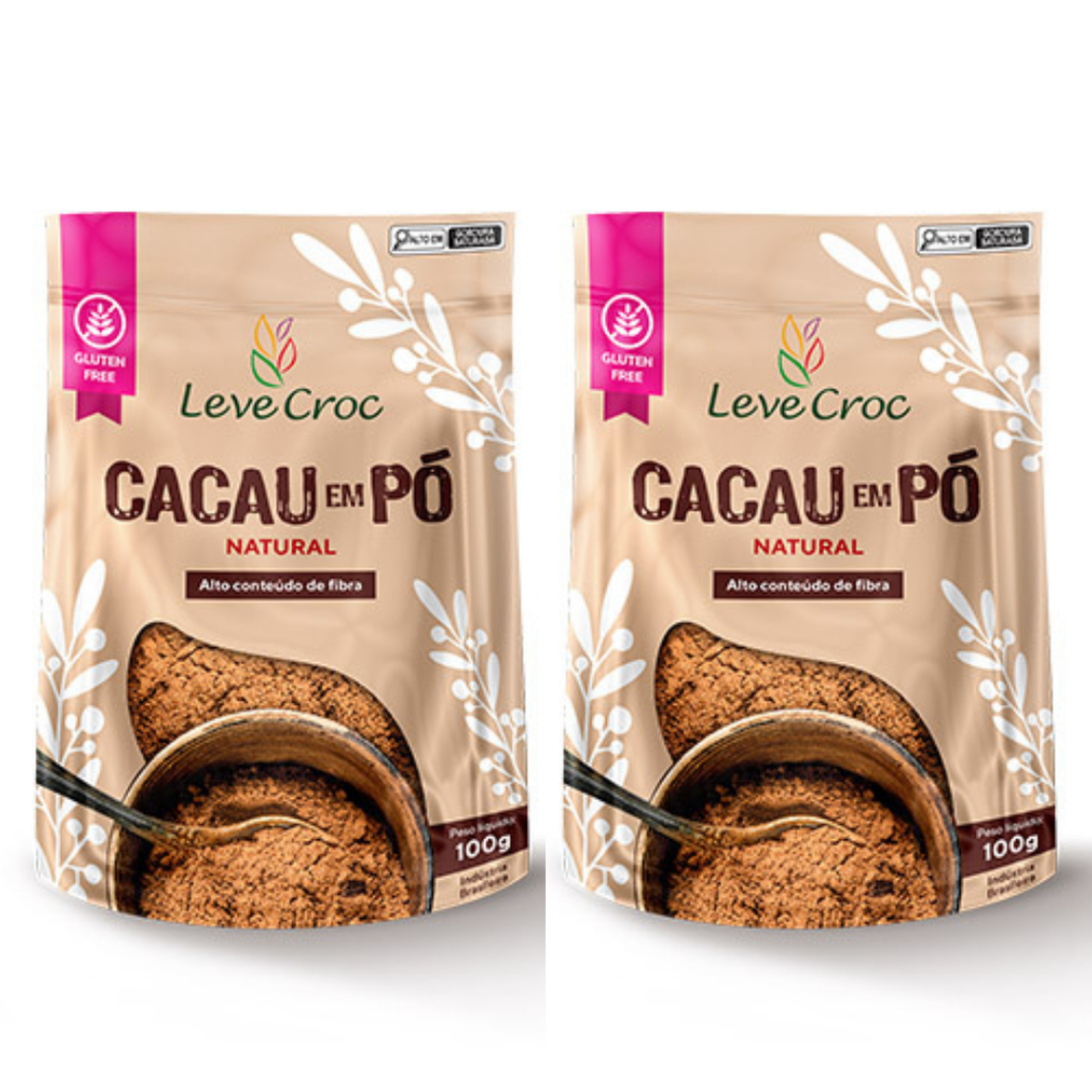 Kit 2 Cacau em Pó Natural Sem Glúten 100 g - Leve Croc