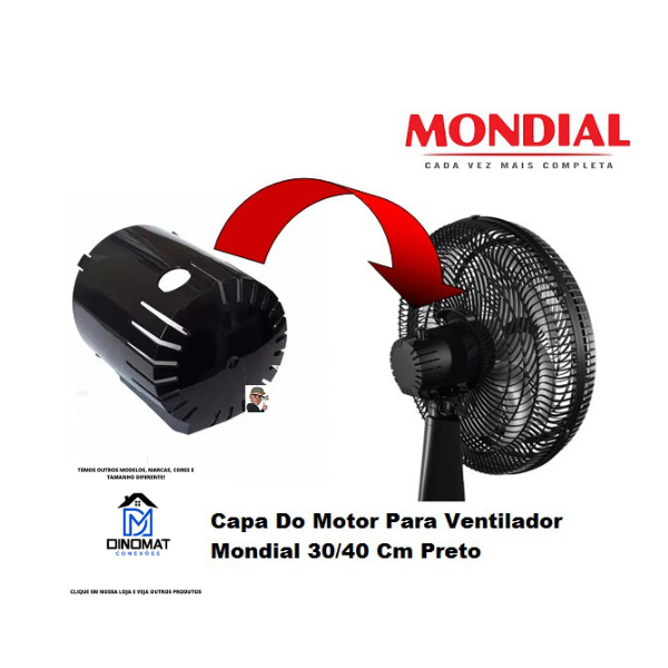 Capa Cobertura Do Motor Para Ventilador Mondial 30/40 Cm Original cor Preto