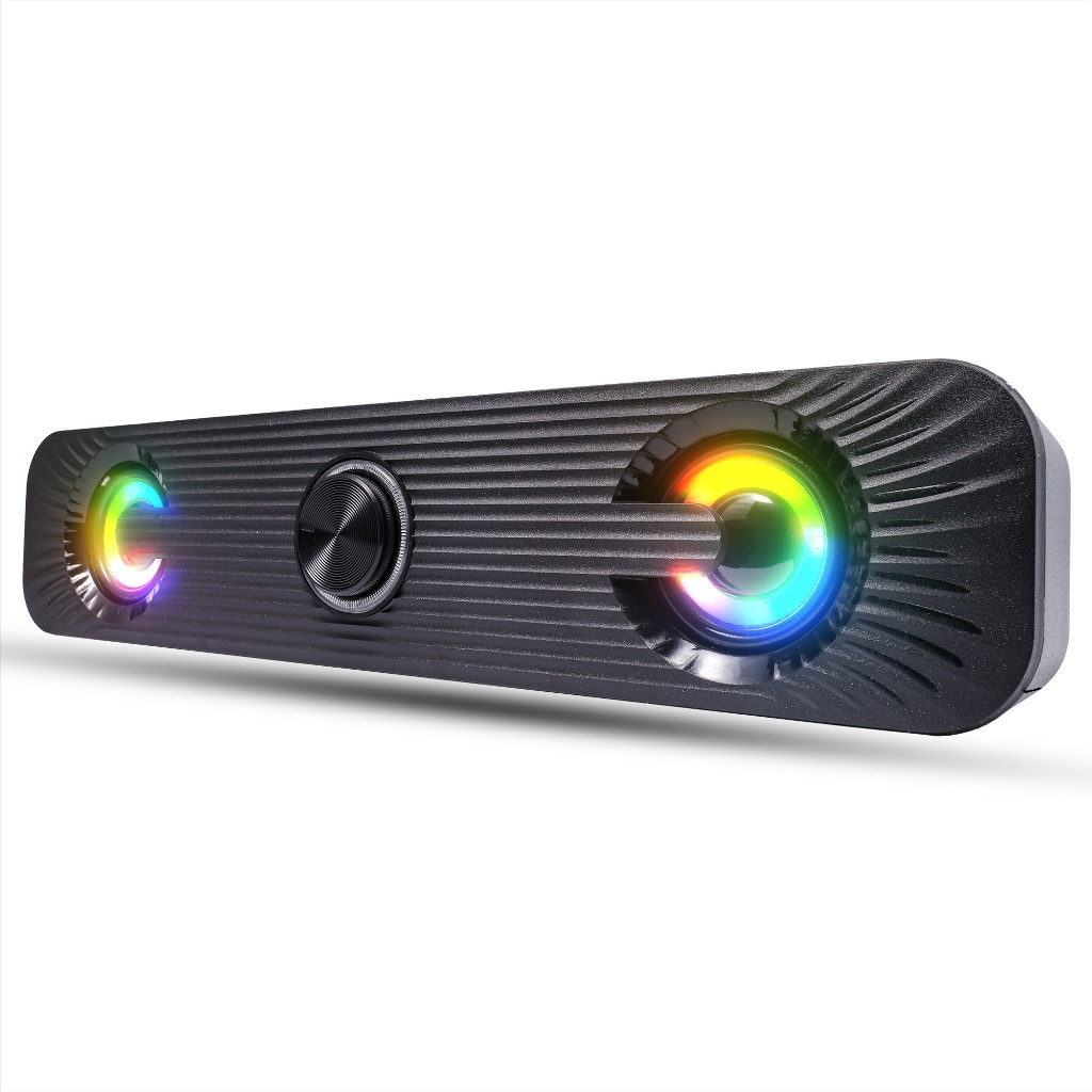 Caixinha De Som Soundbar Alto Falante TV Smart Aux P2 Usb RGB Com Fio Pc Note Musicas Jogos Filmes