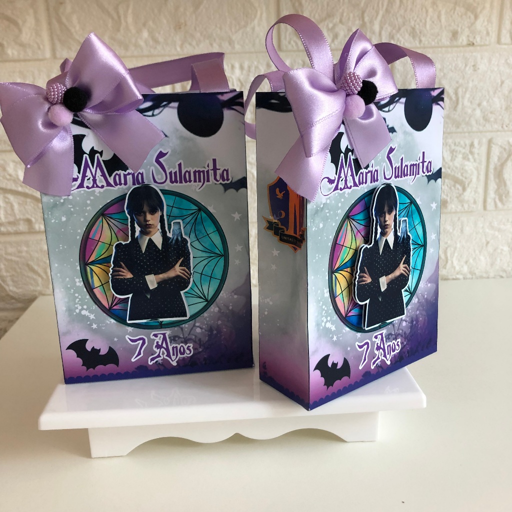 Sacolinhas Personalizadas  tamanho P  Tema  Wandinha - Lembrancinhas de aniversário - Kit festa
