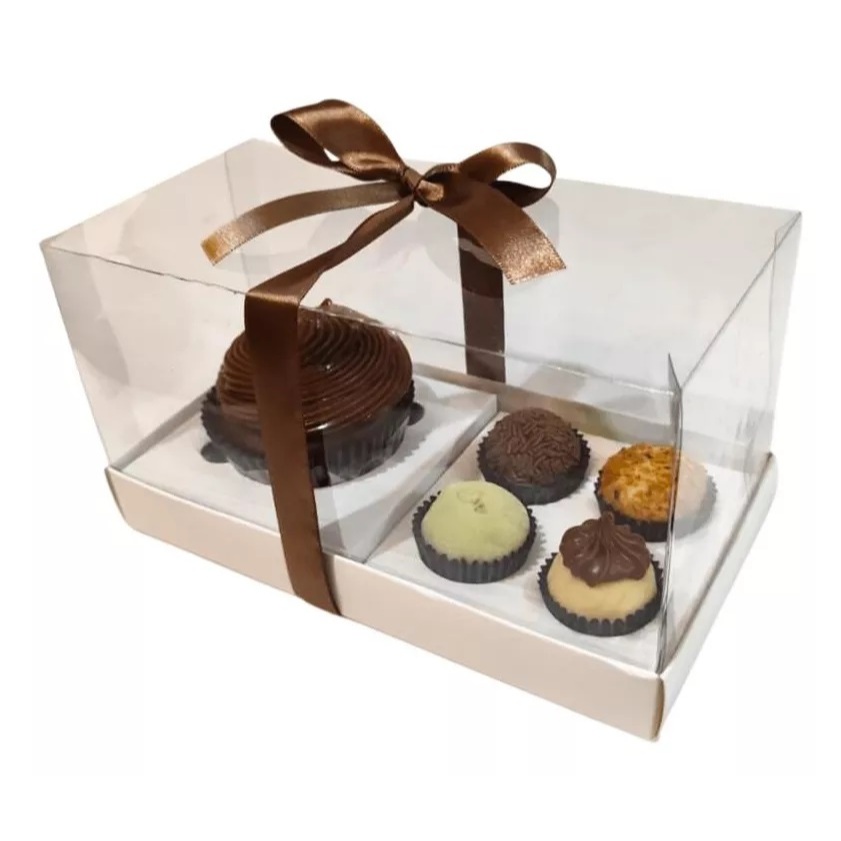 Caixa Cupcake com 4 Brigadeiros (17x9x8cm) Branco - 5 unidades - Assk - Rizzo em Oferta na Shopee
