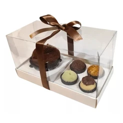 Caixa Cupcake com 4 Brigadeiros (17x9x8cm) Branco - 5 unidades - Assk - Rizzo
