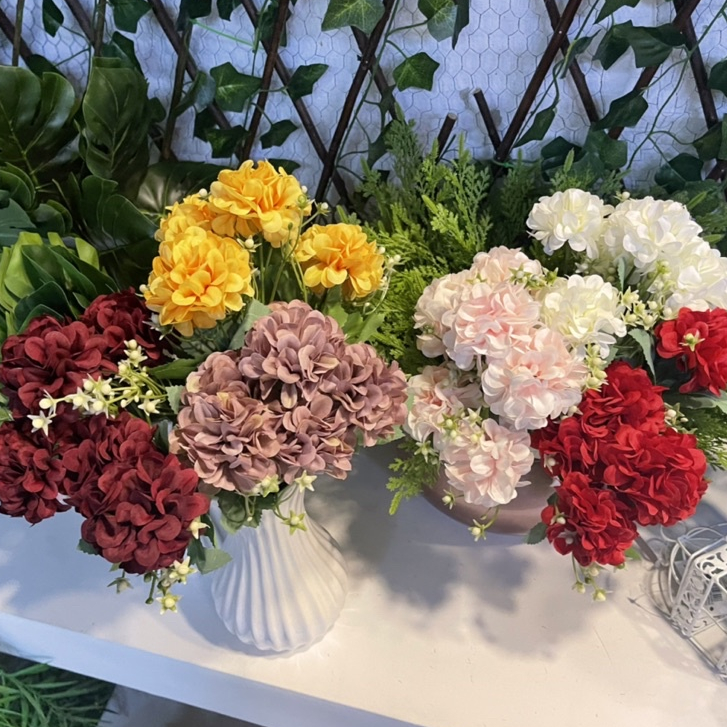 Flores Artificiais buque de hortensia 28cm decoracao de casa Mesa de jantar decoração floral decoração da sala de estar