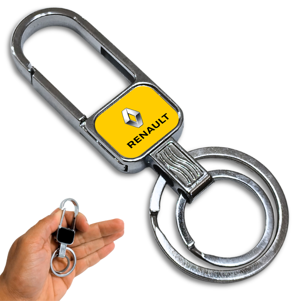 Chaveiro Metal Renault Carro Mosquetão  Argola Sandero Kwid Cromado Automotivo