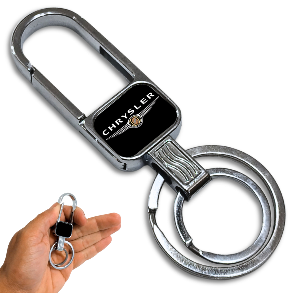 Chaveiro Chrysler Metal Carro Mosquetão Argola Automotivo Cromado Universal