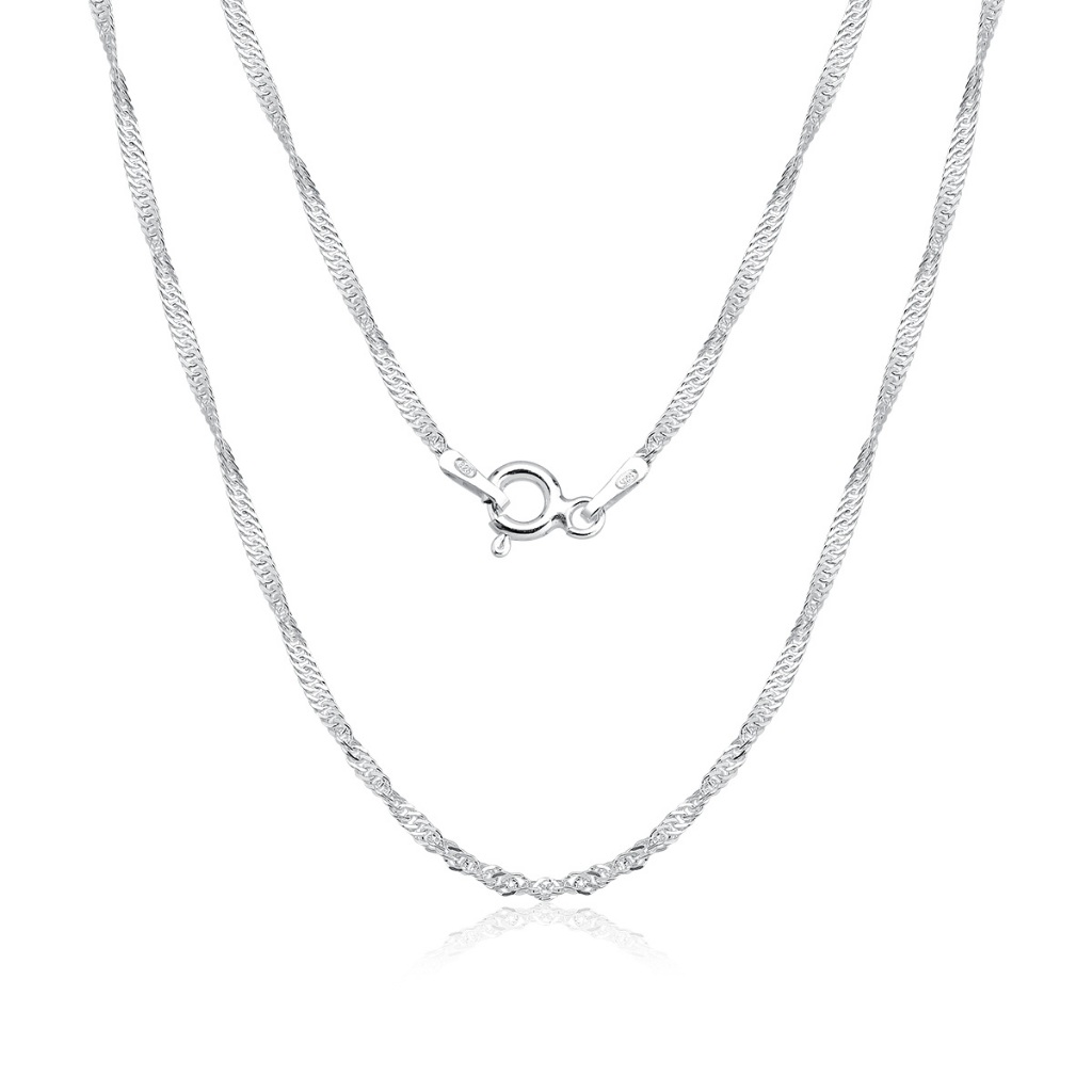Corrente prata 925 colar Singapura 40cm - Prata 925 - Fashion Accessories
