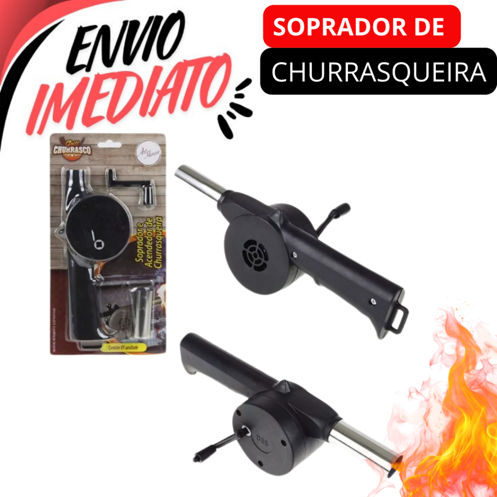 Soprador Acendedor Para Churrasqueira Original Fazedor de Vento Manual Prático e Moderno Para Churrasqueira Para Churrasco Aquecedor de churrasqueira