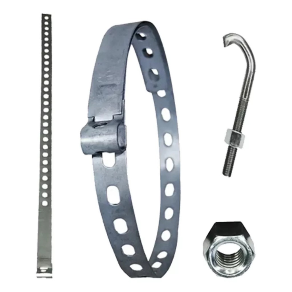 10un Bap 2 Abraçadeira de Aço galvanizada a fogo Ajustável Postes Fita C/ Parafuso 800MM (80cm)