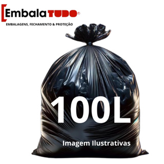 Saco de Lixo Super Reforçado Preto 100 Litros 0.14 micras pacote com 100 unidades em Oferta na Shopee