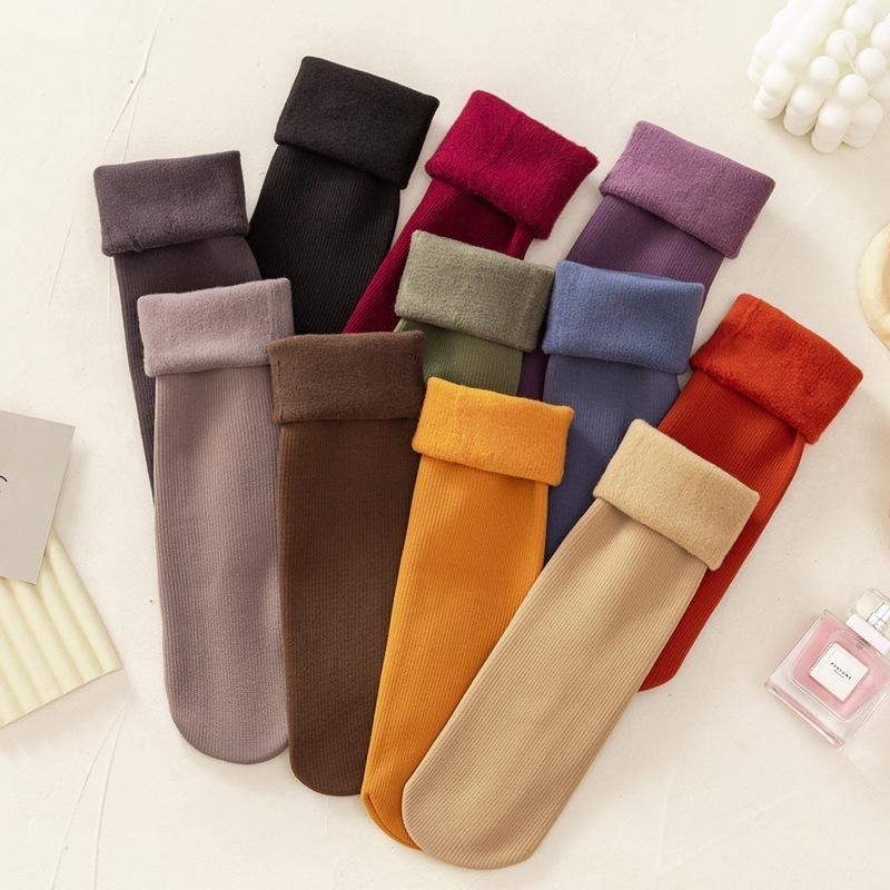 kit 2-12 Pares Meia Termica Forrada Grossa Inverno Peluciada Unissex Quentinha