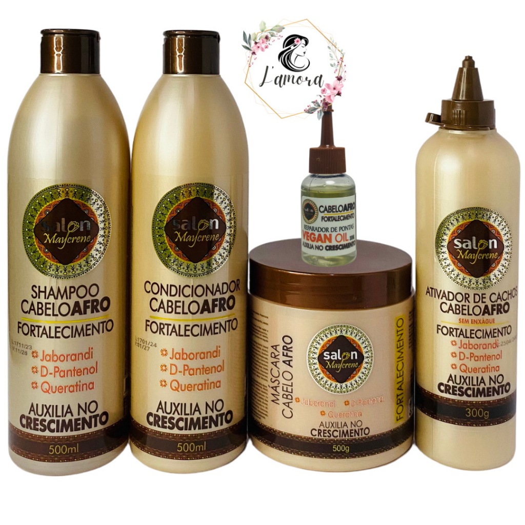 kit Cabelo Afro Salon Maycrene com Ativador de Cachos + Óleo Reparador afro salon 30ml