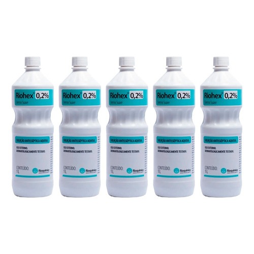 Kit 5 Ltr Riohex 0,2% Solução Aquosa Dermo Suave em Oferta na Shopee