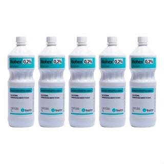Kit 5 Ltr Riohex 0,2% Solução Aquosa Dermo Suave Clorexidina em Oferta na Shopee