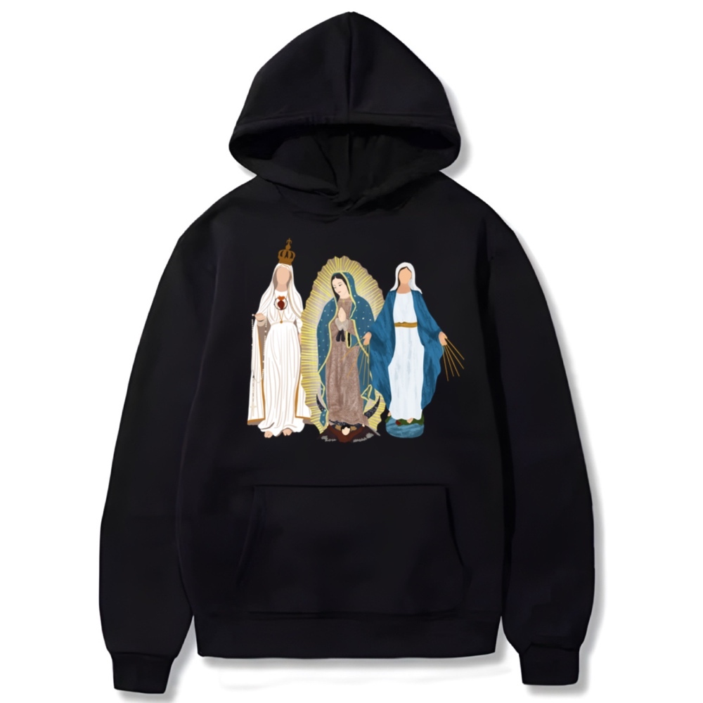 Moletom Nossa Senhora de Fátima Nossa Senhora das Graças e Nossa Senhora de Guadalupe Estampa Católica Virgem Maria Plus Size G1 G2 G3 G4