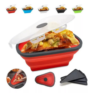 Caixa Pote Porta Pizza Extensivo Expansível Hermético Retrátil Ajustável Recipiente Com Ta...
