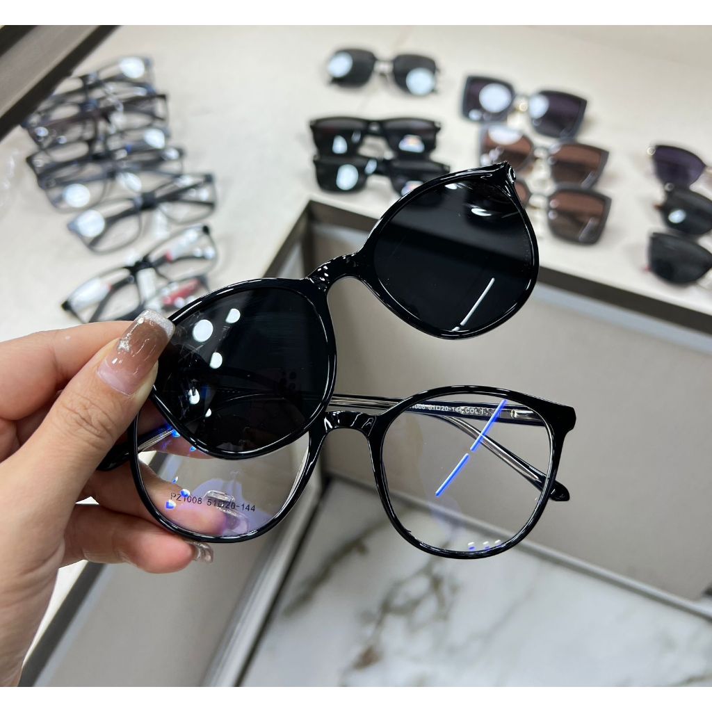 Armação Feminina Para Grau Retro Com Lente Clipon Polarizada Diversas Cores PZ1008 Redondo em Oferta na Shopee