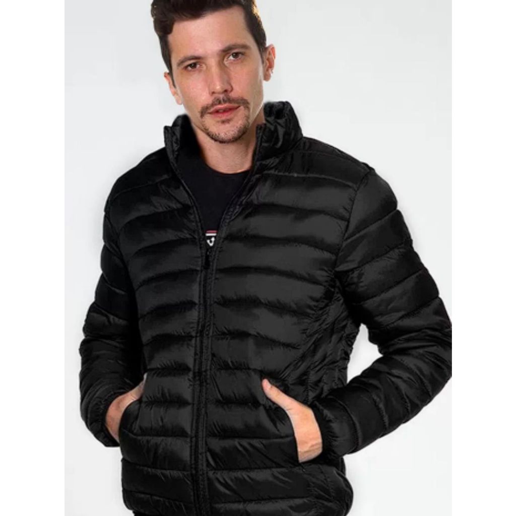 Jaqueta Puffer Bobojaco Impermeável de Frio Intenso Blusa Masculina Inverno com Capuz Removível