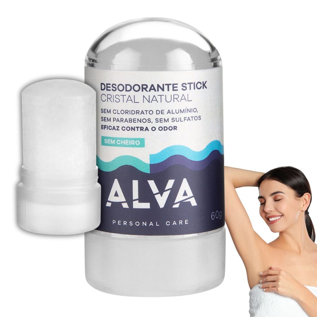 Desodorante Cristal Alva 60g ou 120g Pedra Stick Natural Sem Aluminio