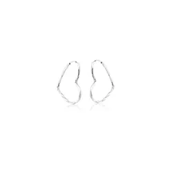 Brinco de argola coração fio ondulado 16mm